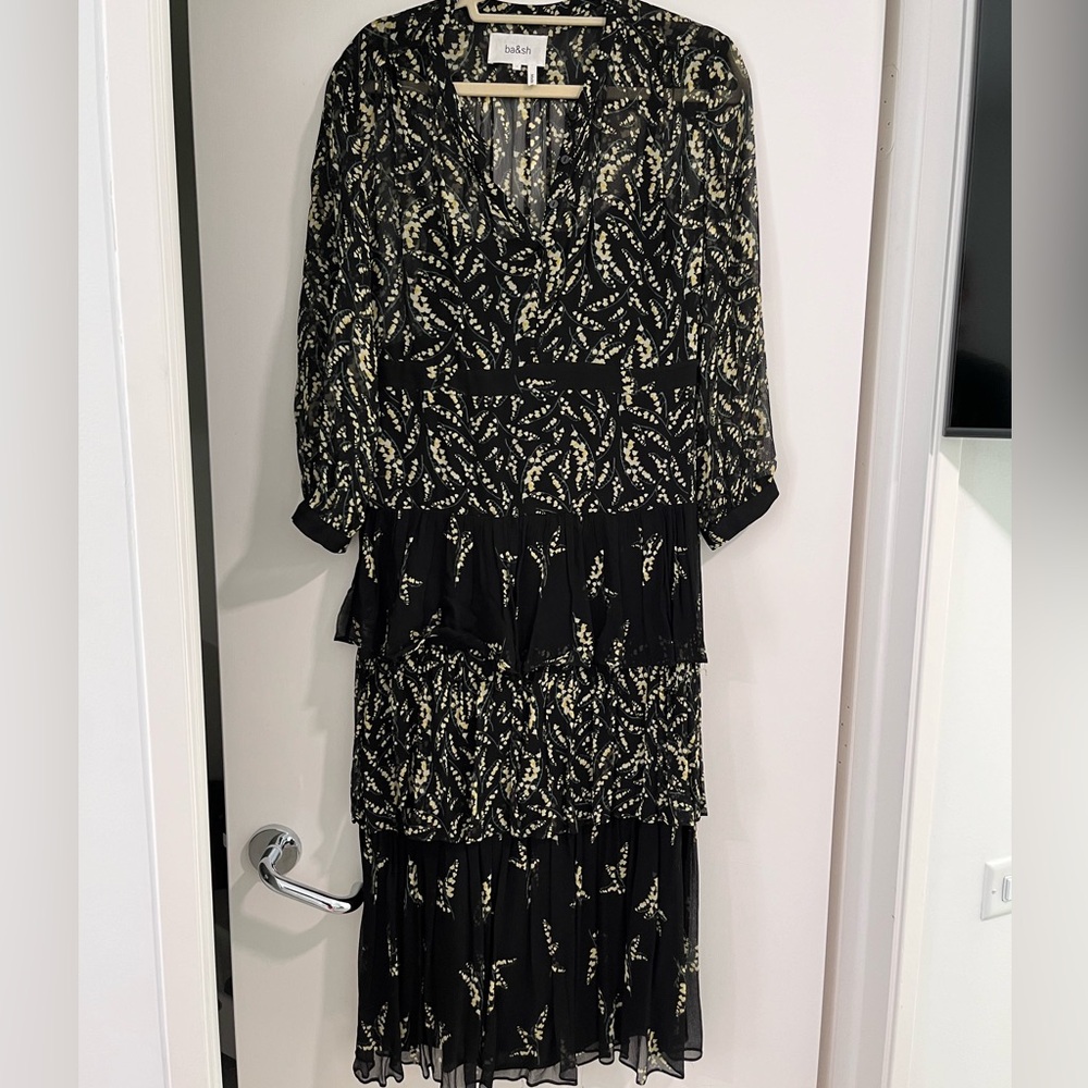 BA&SH Fall Season Maxi Dress in Black and Yellow